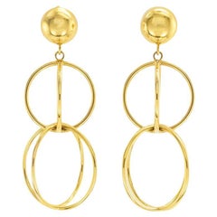 Vintage Interlocking Rings Yellow Gold Drop Earrings