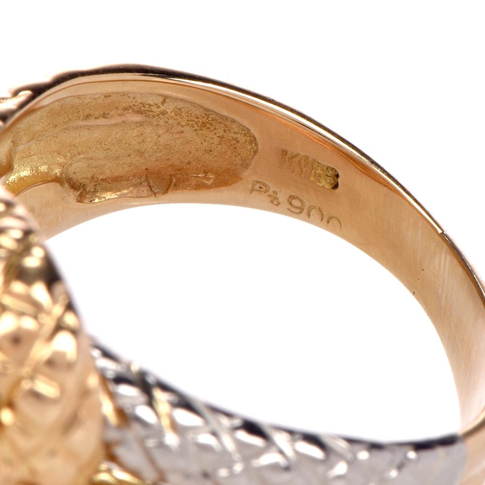 Interlocking Snakes Diamond Yellow Gold Platinum Ring 1