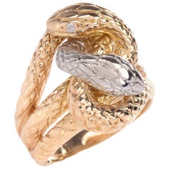 Interlocking Snakes Diamond Yellow Gold Platinum Ring