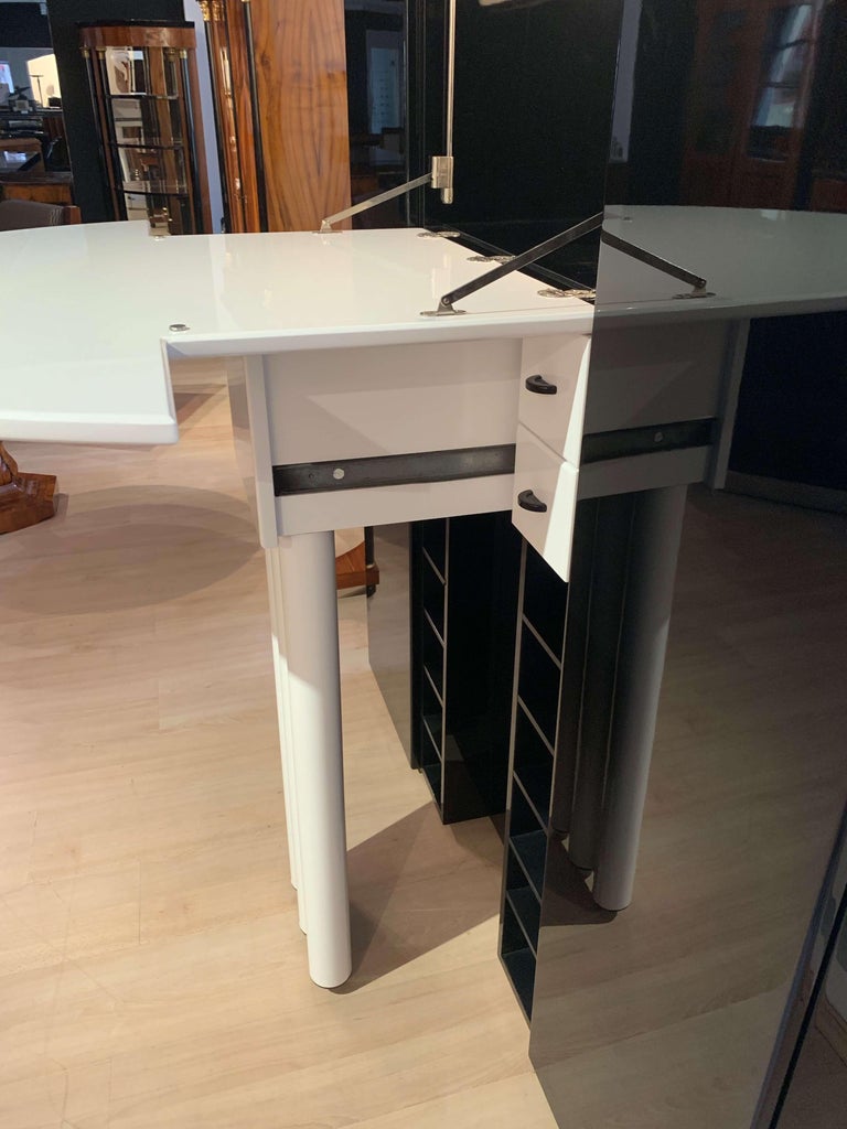 Interlubke Bar Cabinet With Fold Down Plate Black And White