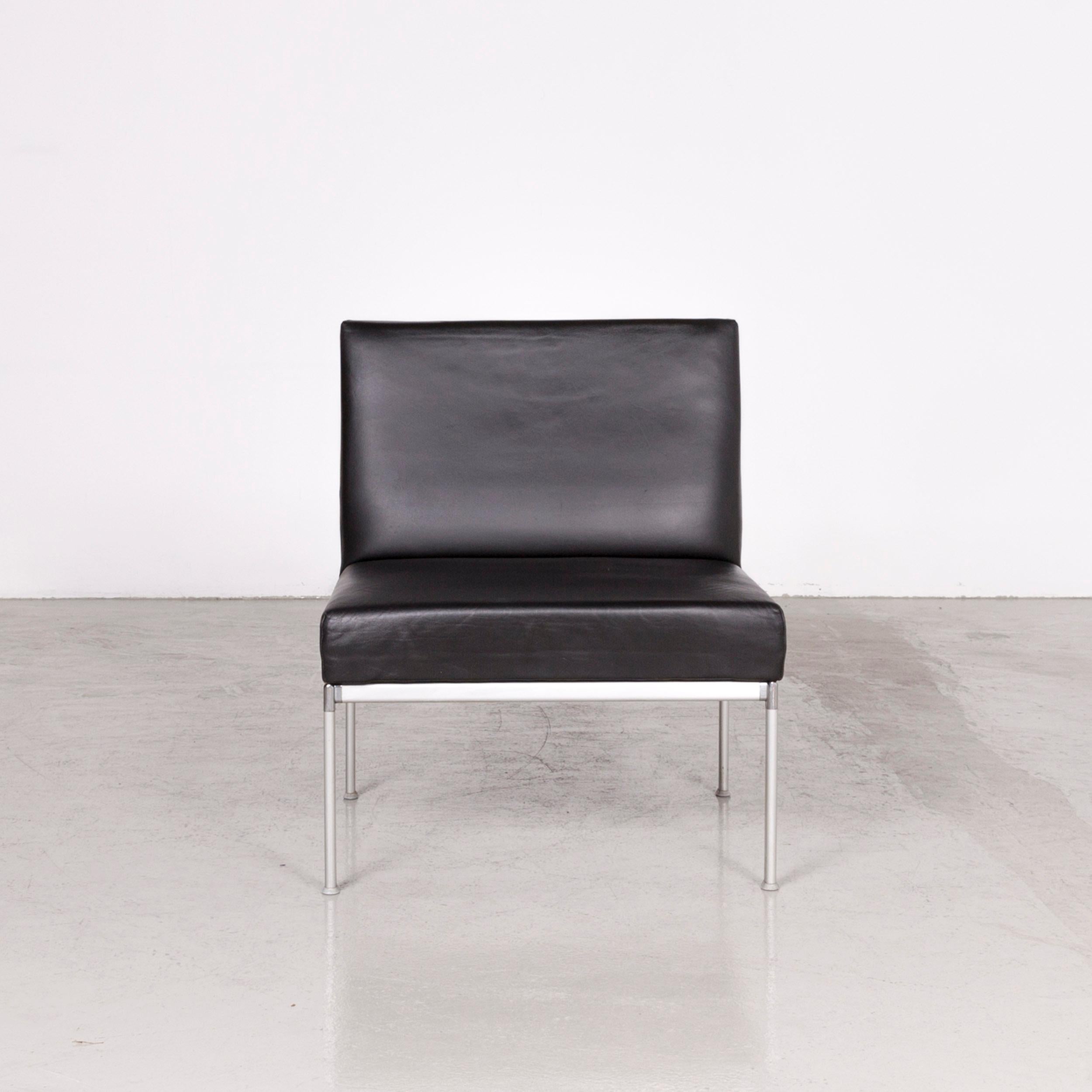 German Interlübke Designer Leather Chair Black For Sale