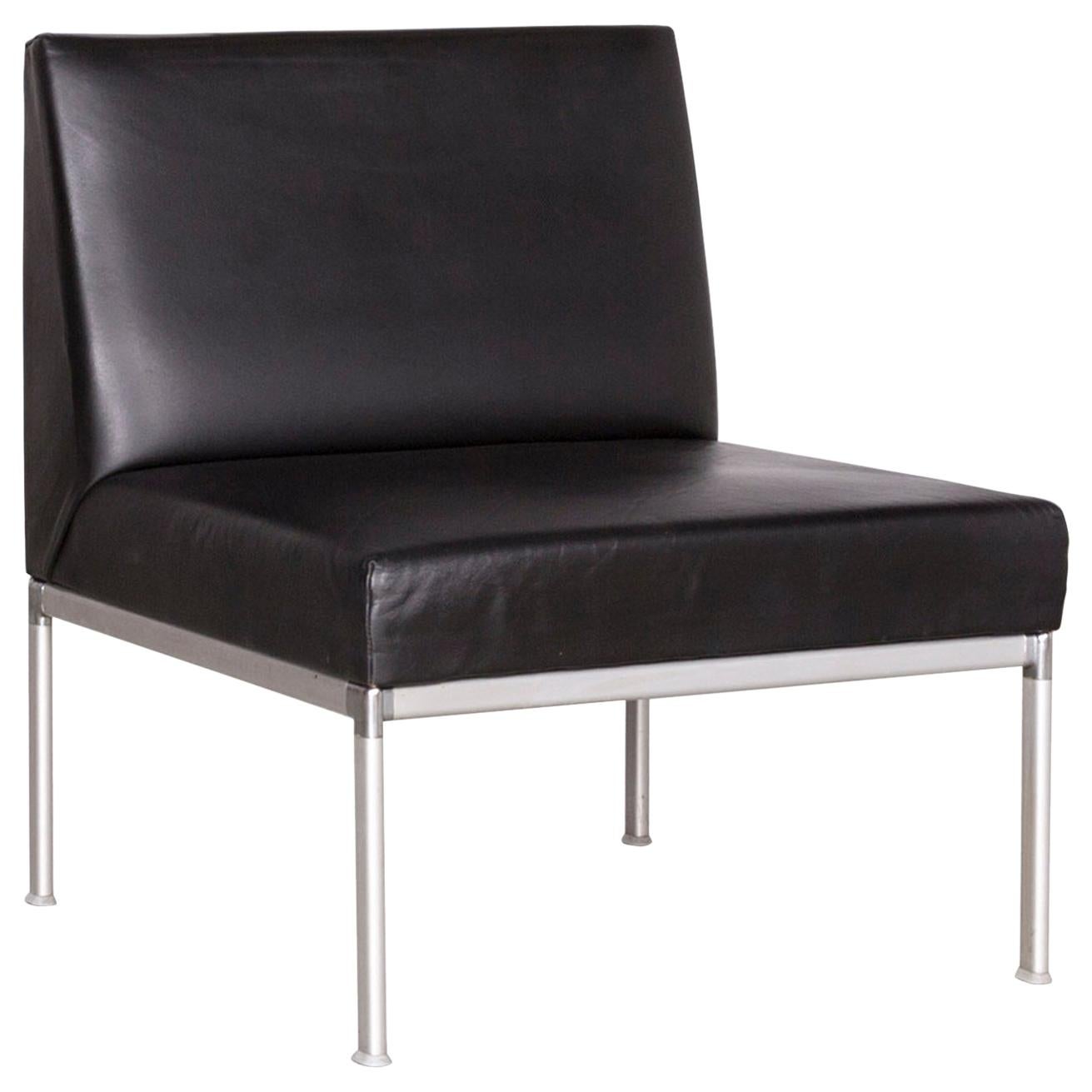 Interlübke Designer Leather Chair Black For Sale