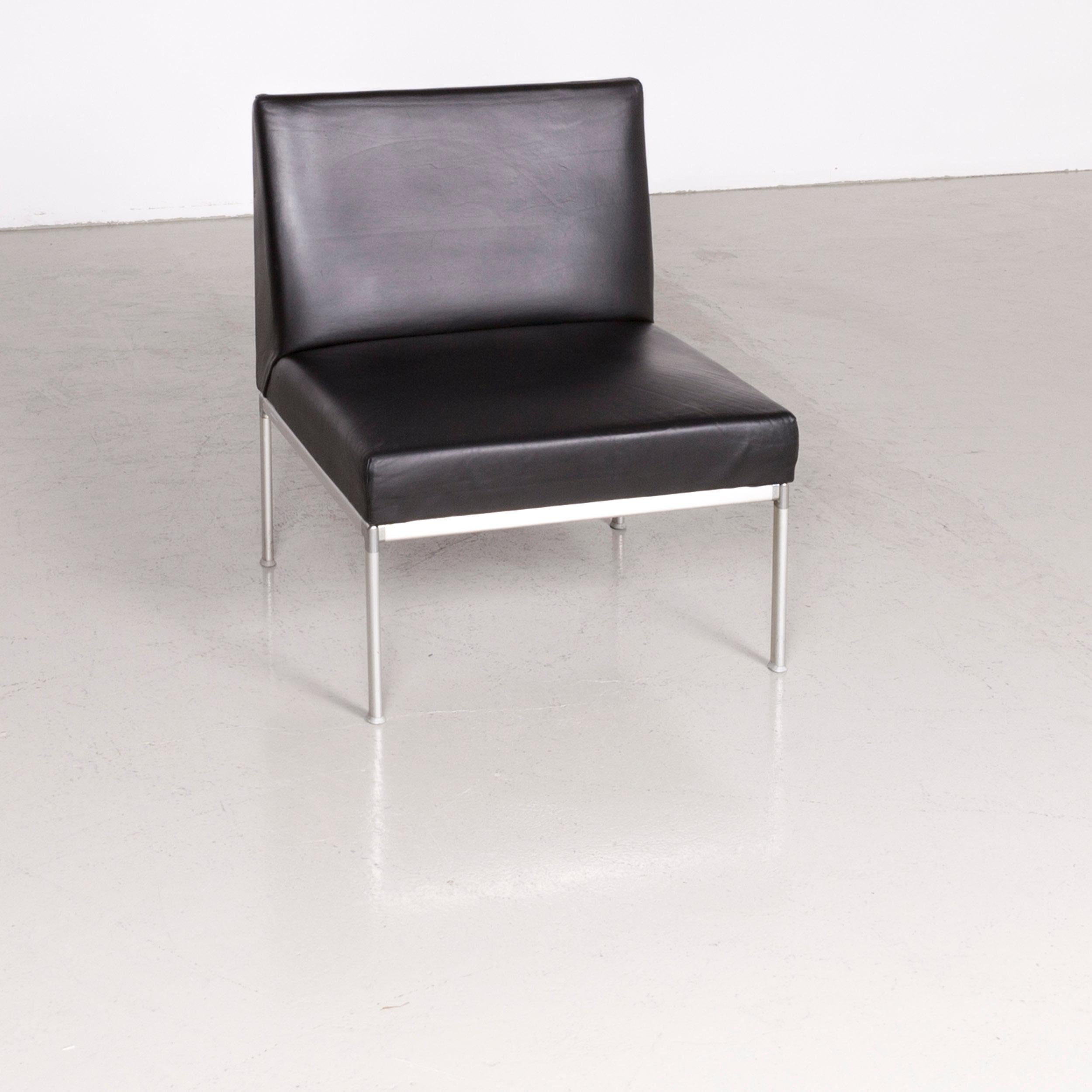 German Interlübke Designer Leather Chair Set Black For Sale