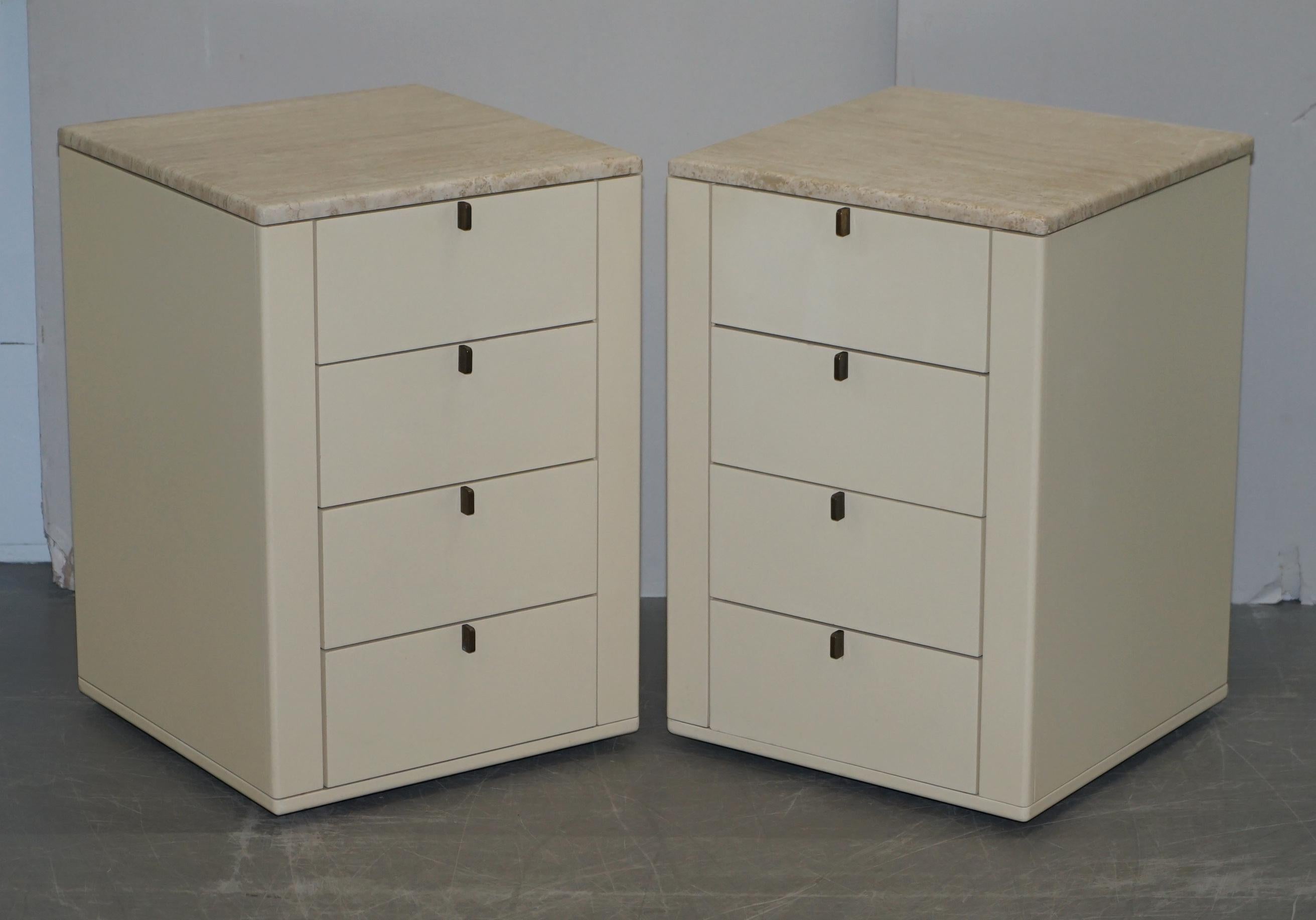 Interlubke Made in Germany Marble Topped Chest of and Pair of Bedside Drawers For Sale 4