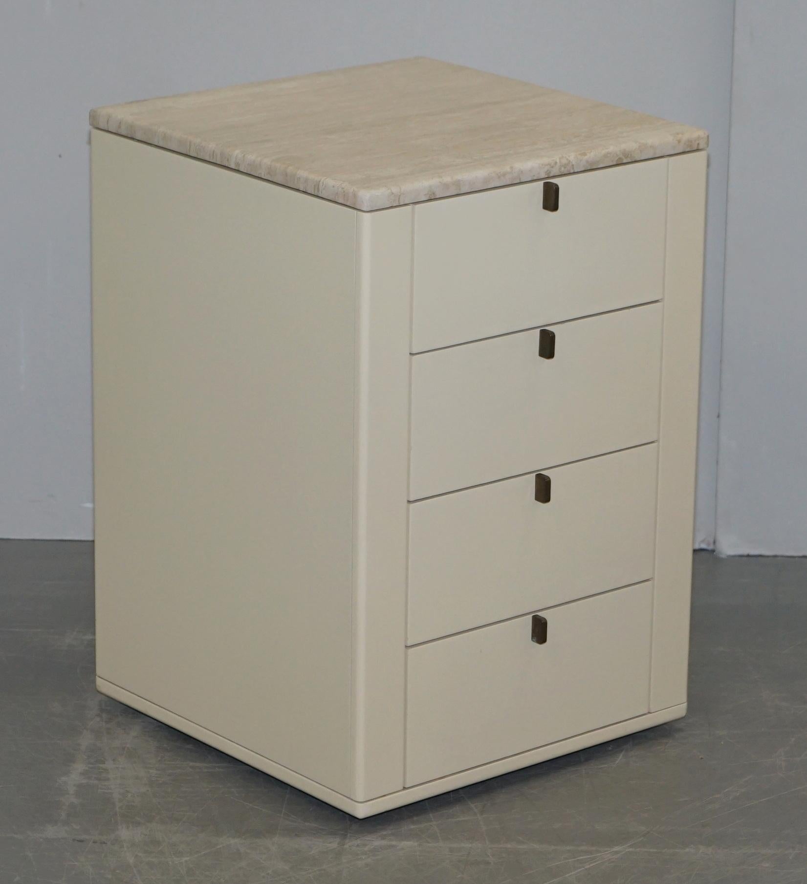 Interlubke Made in Germany Marble Topped Chest of and Pair of Bedside Drawers For Sale 5