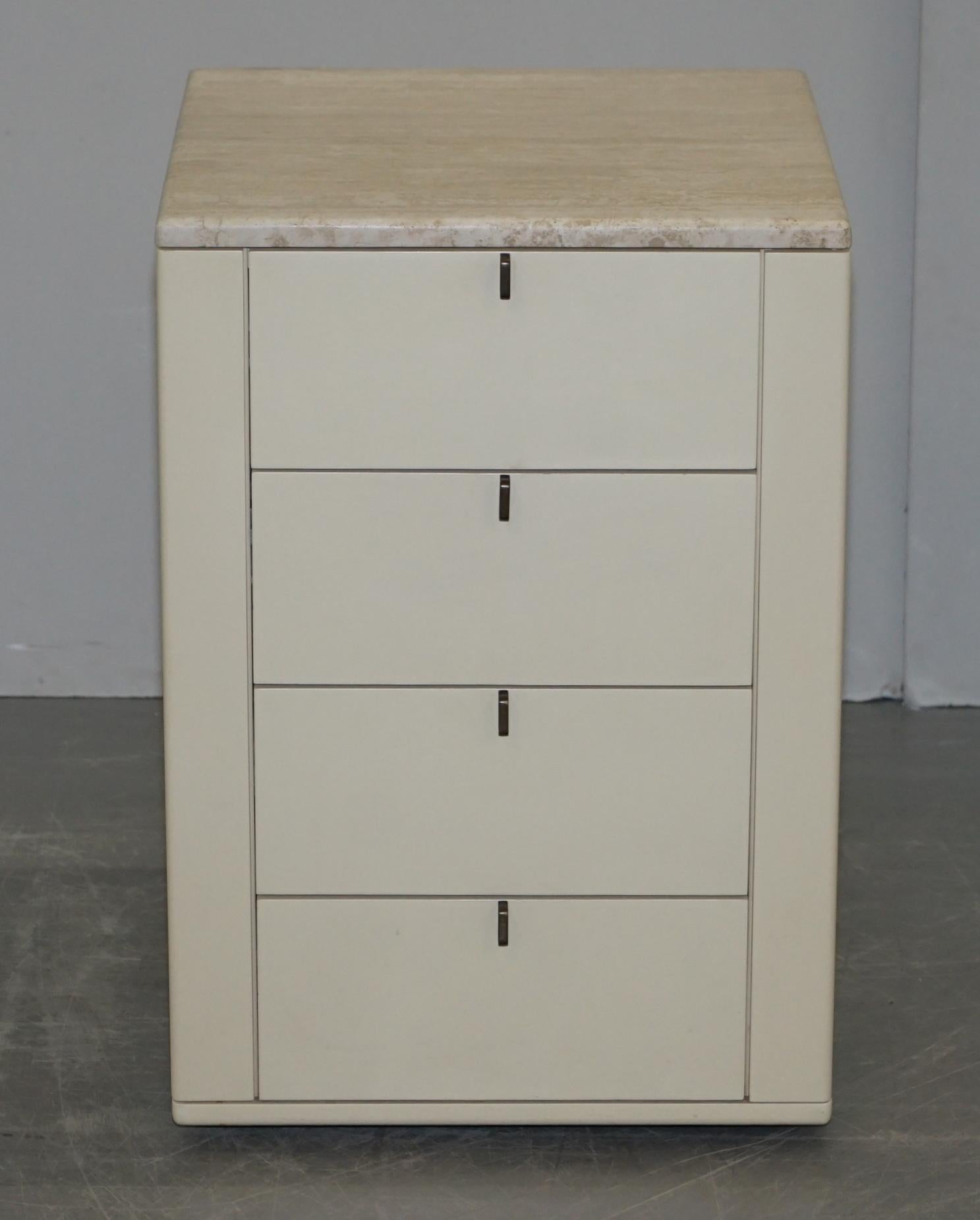 Interlubke Made in Germany Marble Topped Chest of and Pair of Bedside Drawers For Sale 6