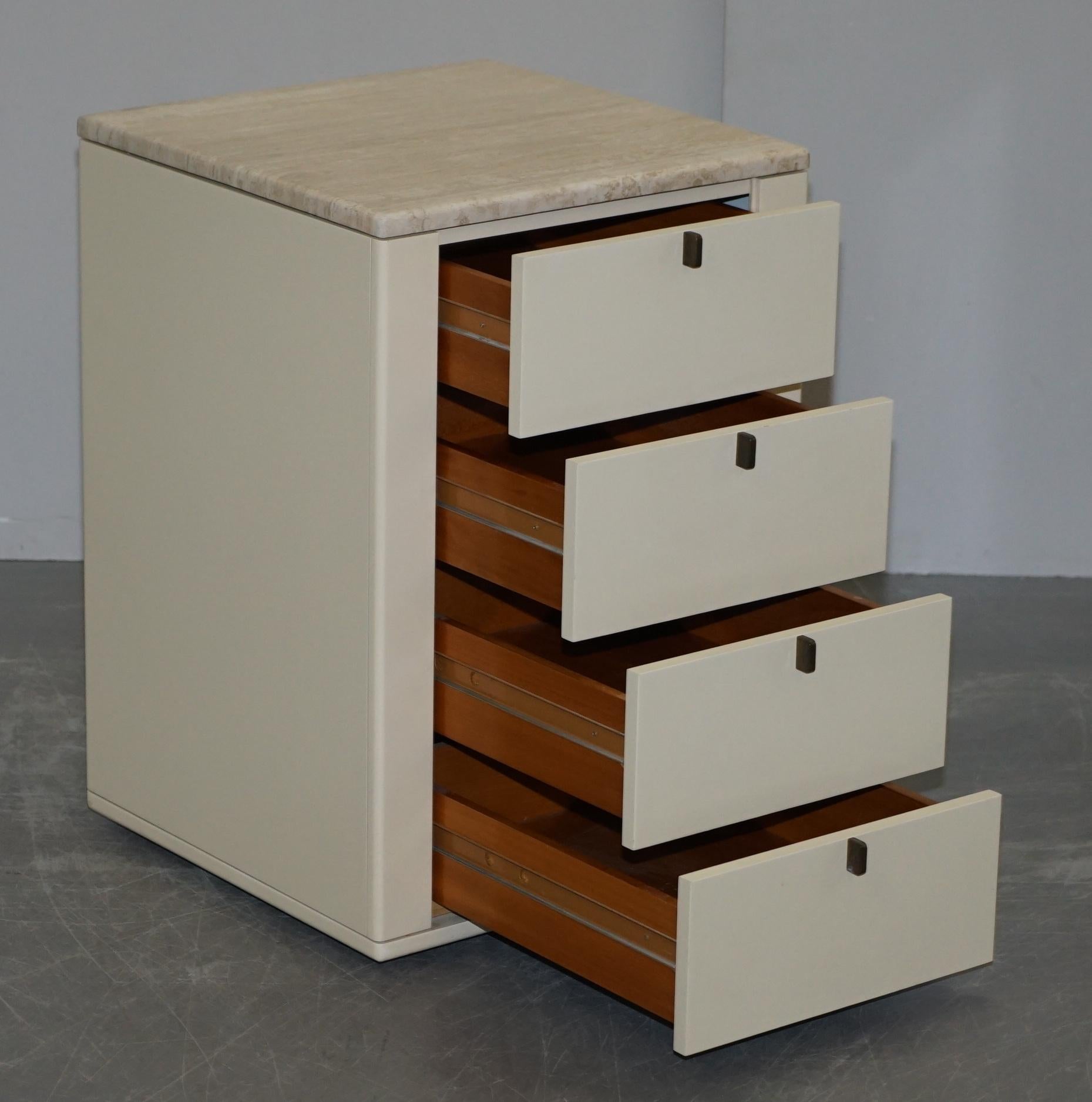 Interlubke Made in Germany Marble Topped Chest of and Pair of Bedside Drawers For Sale 10