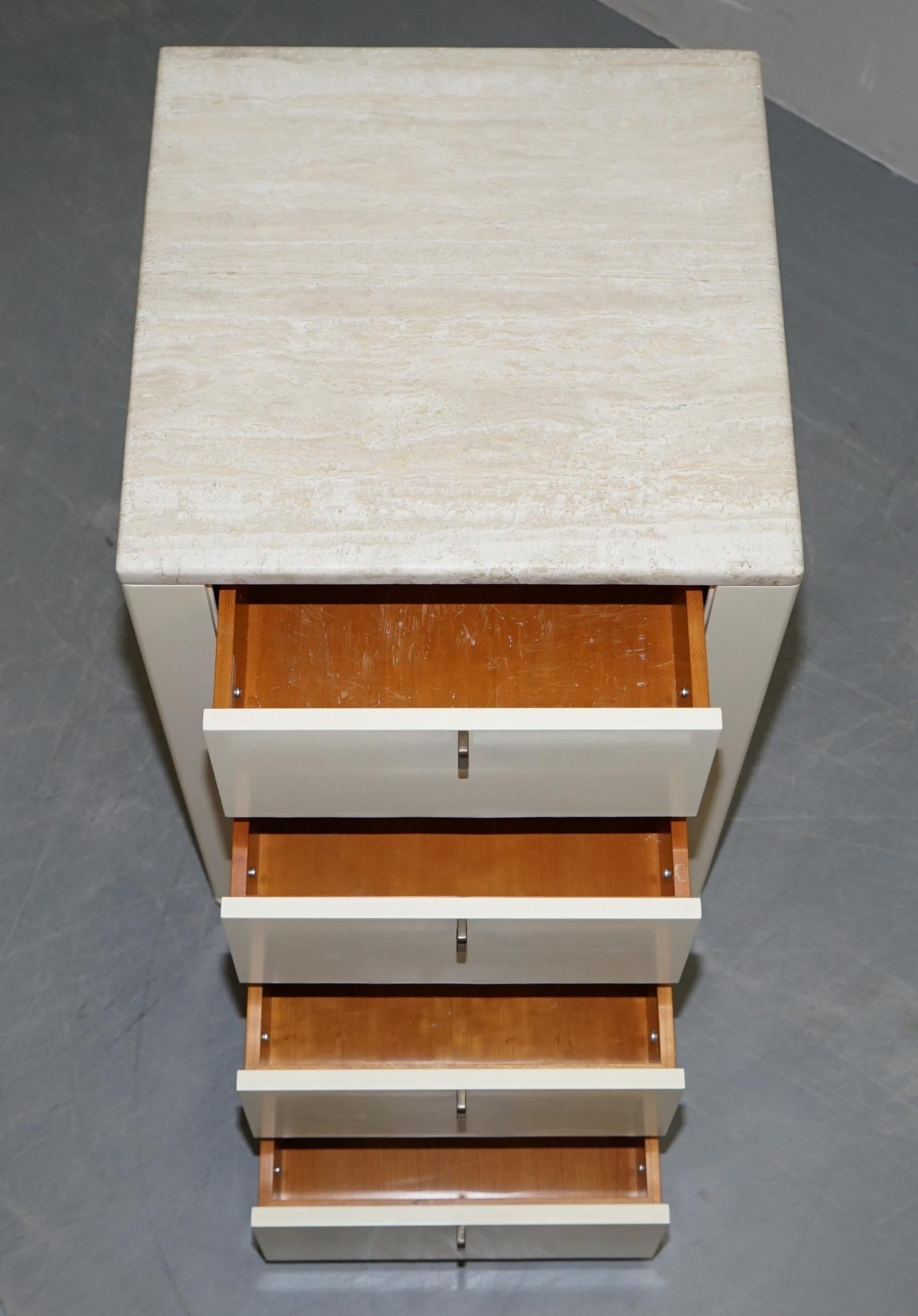 Interlubke Made in Germany Marble Topped Chest of and Pair of Bedside Drawers For Sale 11