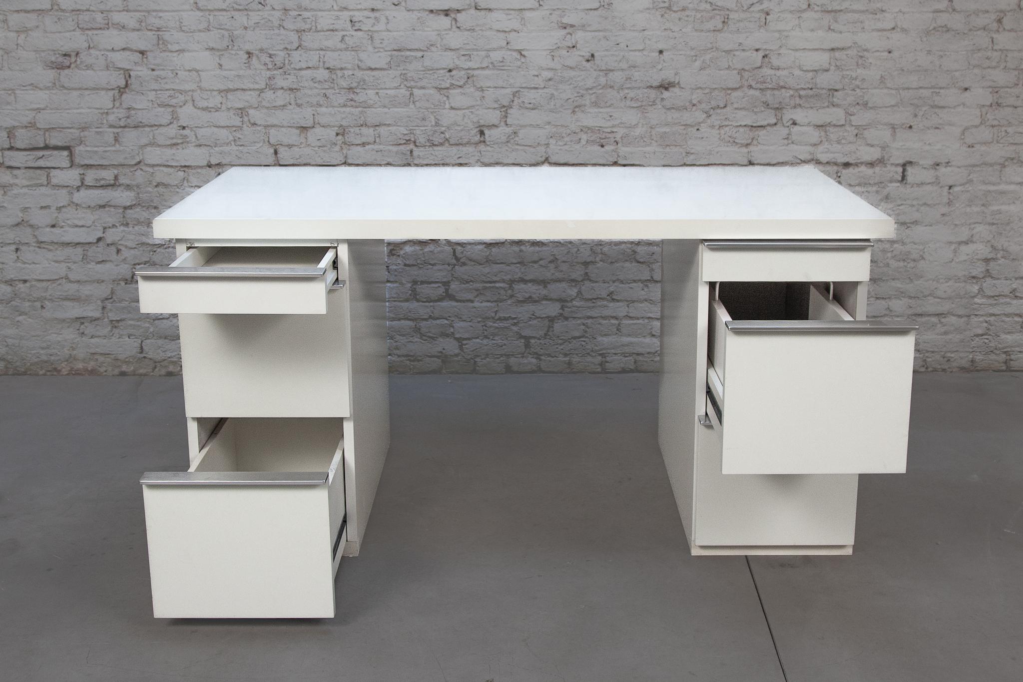 Late 20th Century Interlübke White Laminate Desk, 1980s, Germany. For Sale