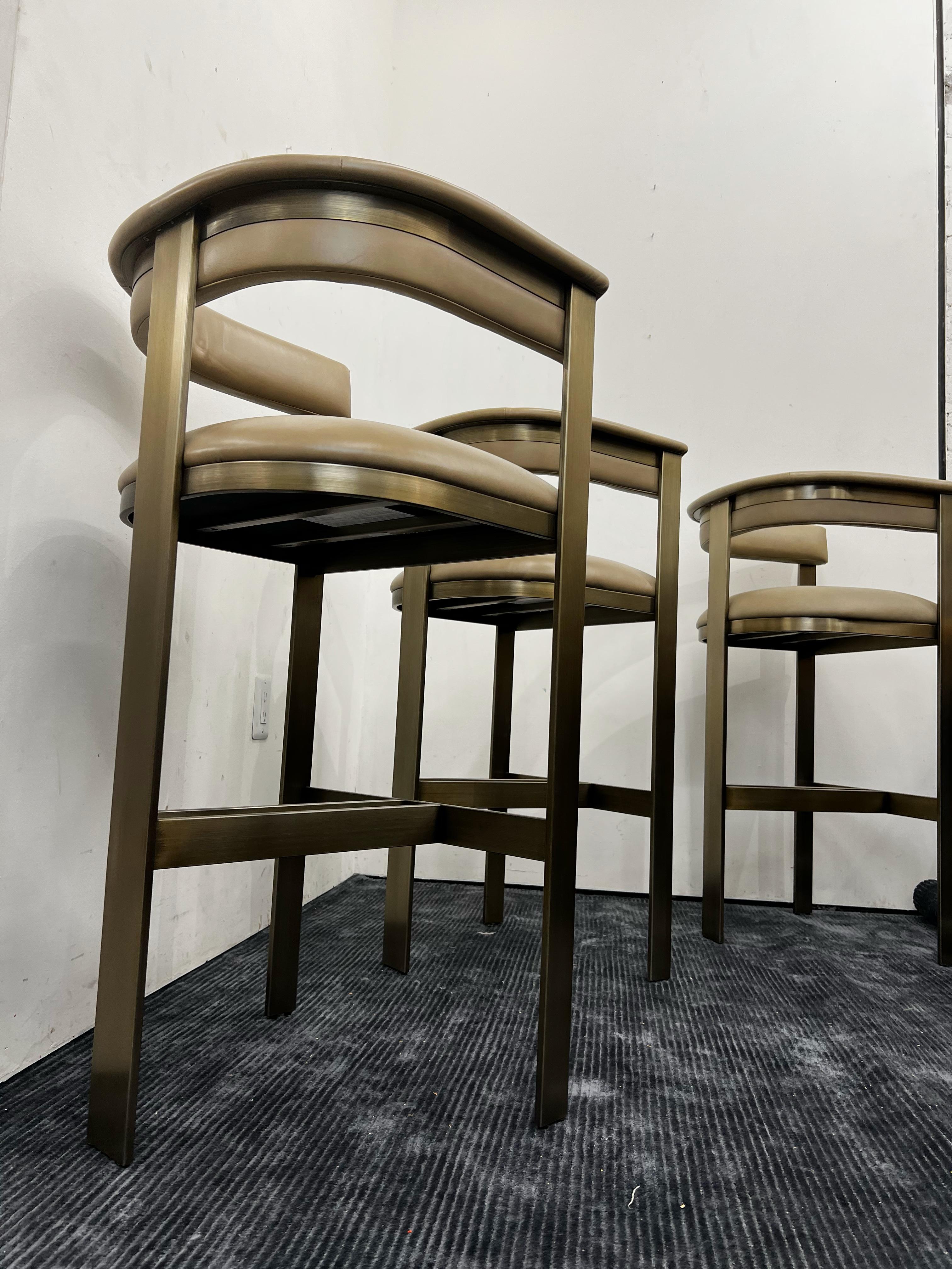 Interlude Home Art Moderne Contemporary Darcy Bar Stools, Set of 3 In Excellent Condition In Los Angeles, CA