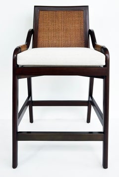 Interlude Home Taburete de mostrador "Delray" con ratán, caoba en acabado castaño