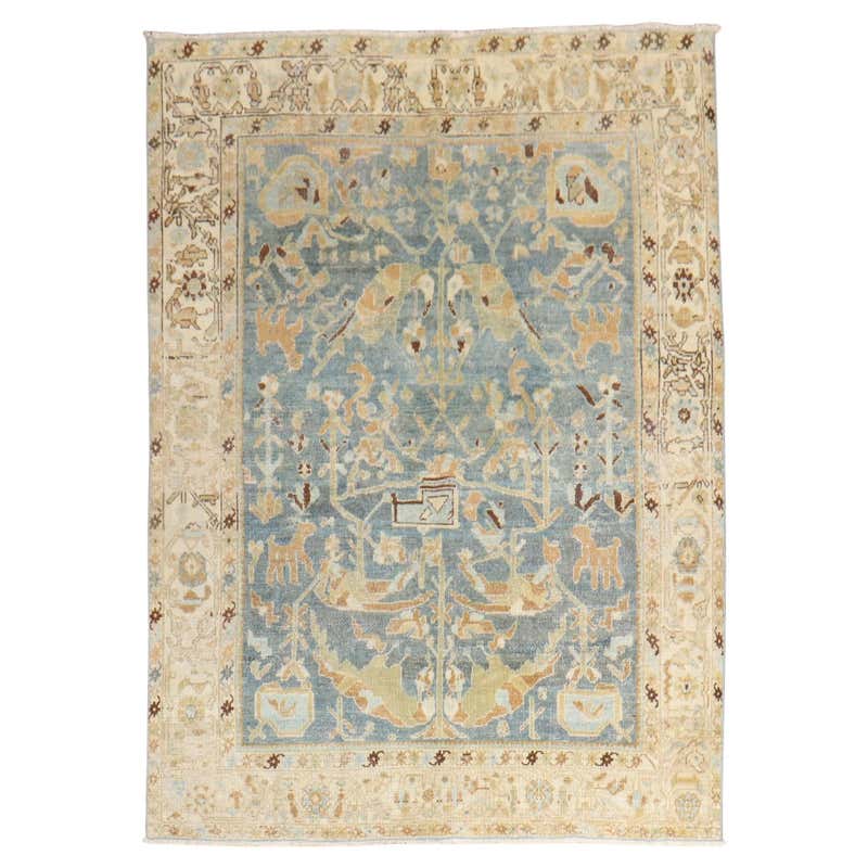 Persian Pictorial Jaguar Animal Rug For Sale at 1stDibs