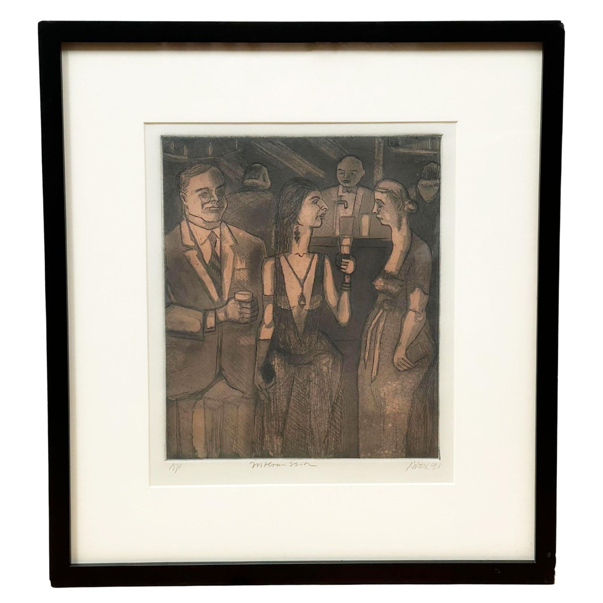 "Intermission" Litografía de cóctel firmada por Dave Fox en venta