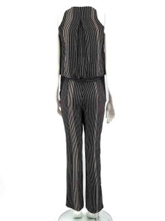 Intermix Derek Lam 10 Crosby x Intermix Black Striped Layered Jumpsuit Size XXS