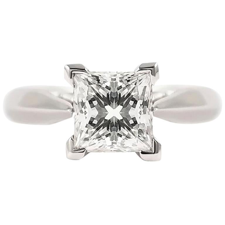 Internally Flawless Certified 1.50 Carat Princess Cut Engagement Ring For Sale