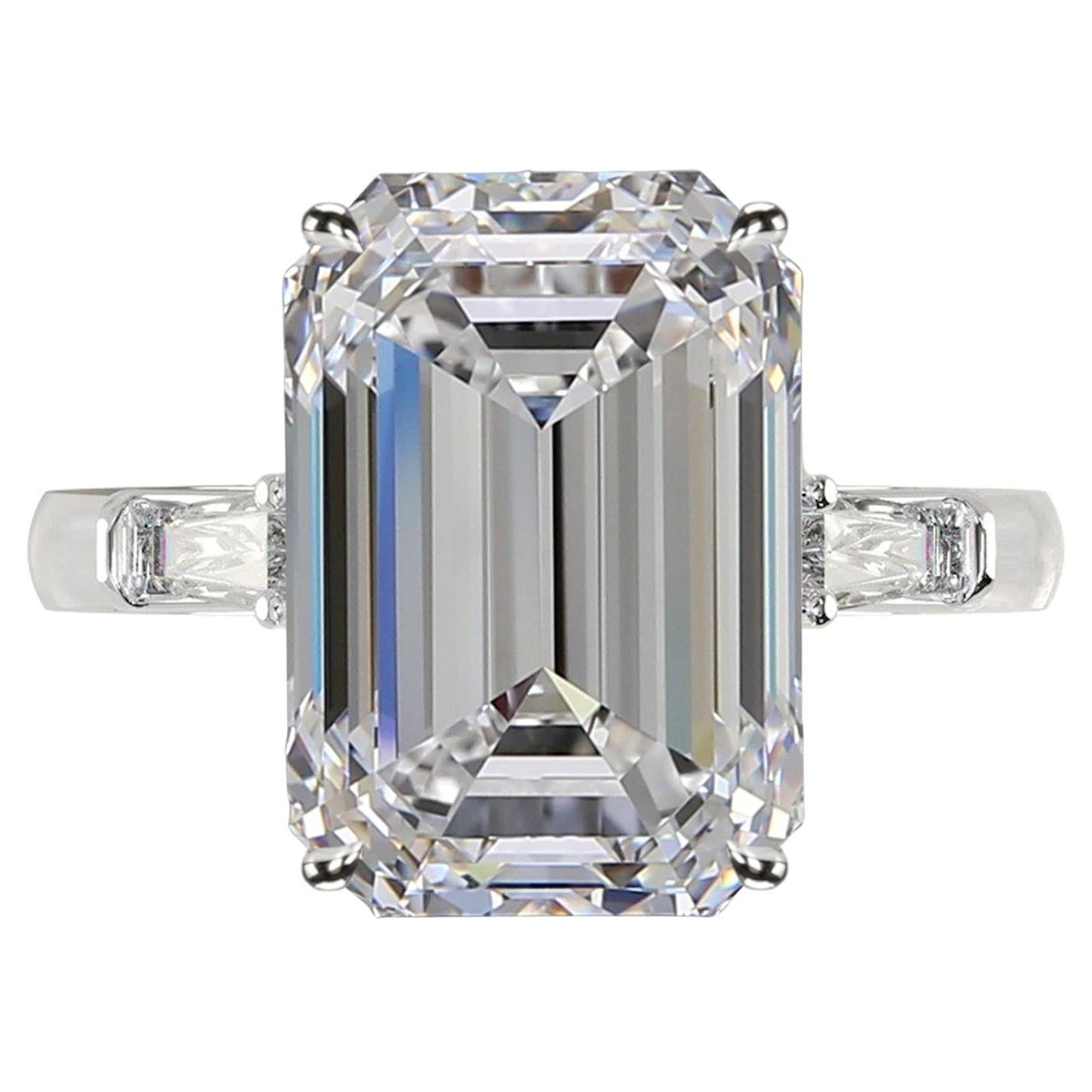 Internally Flawless D Color 5.75 Emerald Cut Diamond Ring