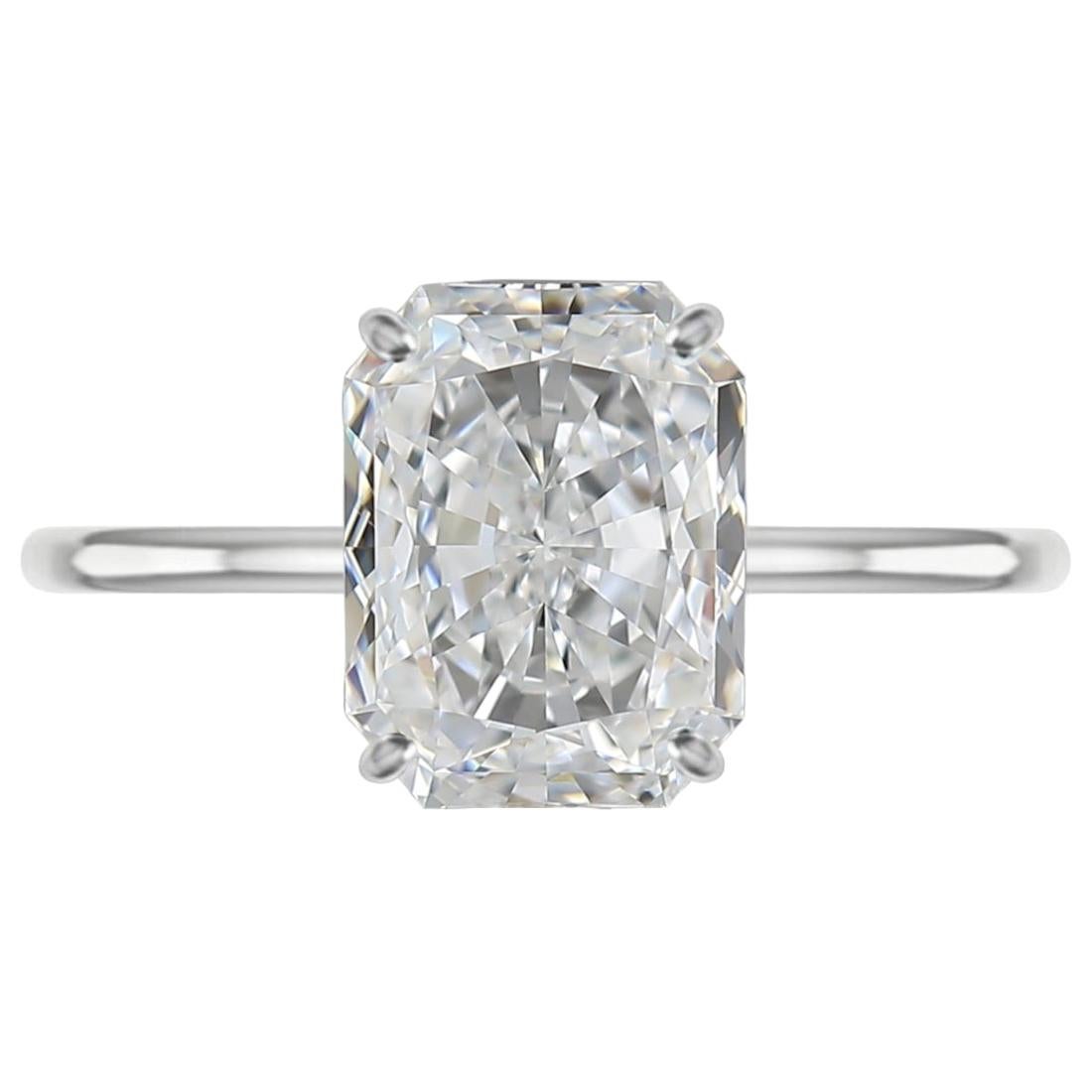 Internally Flawless GIA Certified 1.50 Carat Long Radiant Diamond PLatinum Ring
