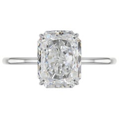 Anello in platino con diamante radiante lungo da 1,50 carati certificato GIA e senza difetti interni