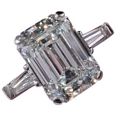 GIA Certified 2 Carat Emerald Cut Internally Flawless Diamond Platinum Ring 
