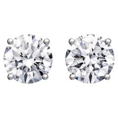 GIA Certified 3.80 Carat Brilliant Cut Diamond Studs D Color VS2 Clarity EX