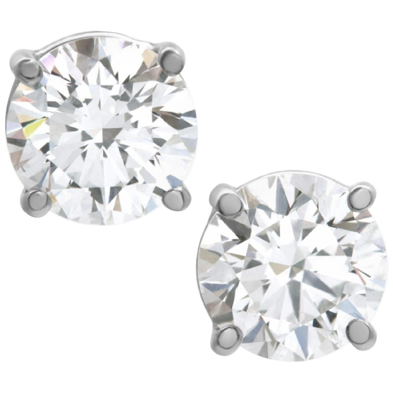 Internally Flawless D Color GIA Certified 4.01 Carat Diamond Studs