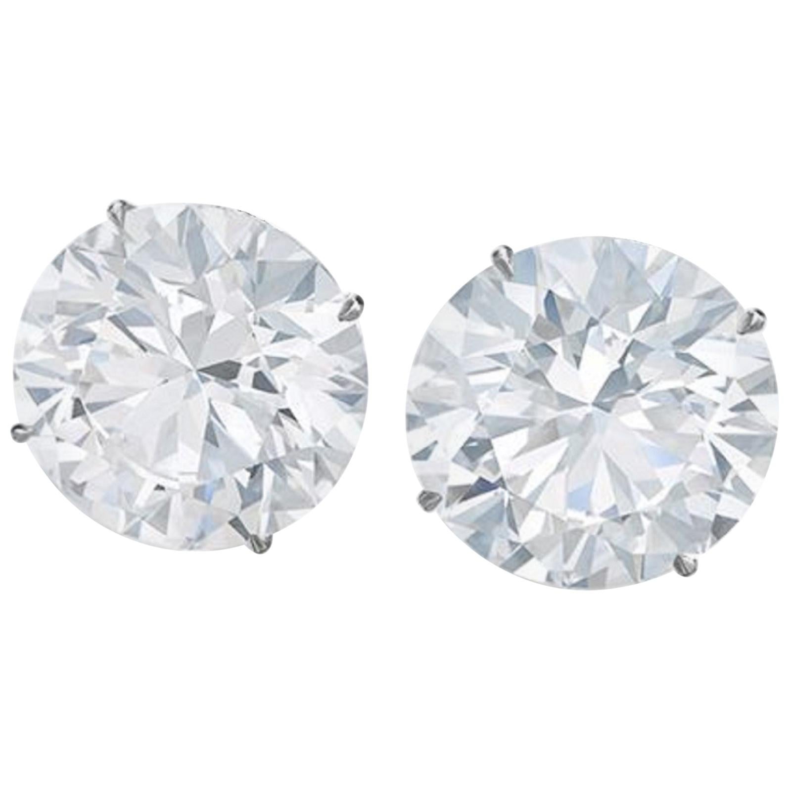 Internally Flawless D/E Color GIA Certified 4.16 Carat Round Diamond Studs