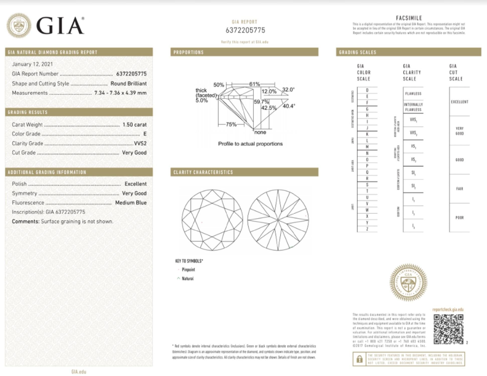 GIA Certified 3.00 Carat Brilliant Cut Diamond Studs E Color VVS2 Clarity In New Condition In Rome, IT
