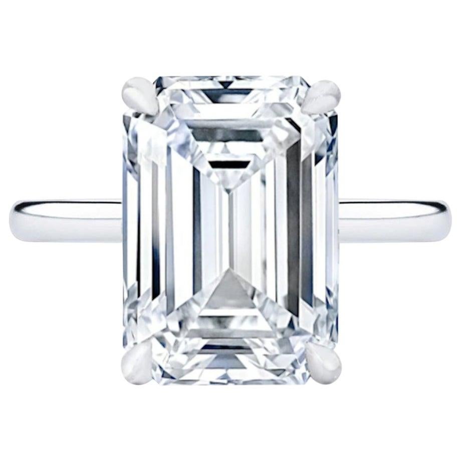 GIA 2.70 Carat Emerald Cut Platinum Diamond 