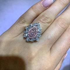GIA-zertifizierter 2 Karat 100% natürlicher rosa Diamantring mit Even-Perlenschliff