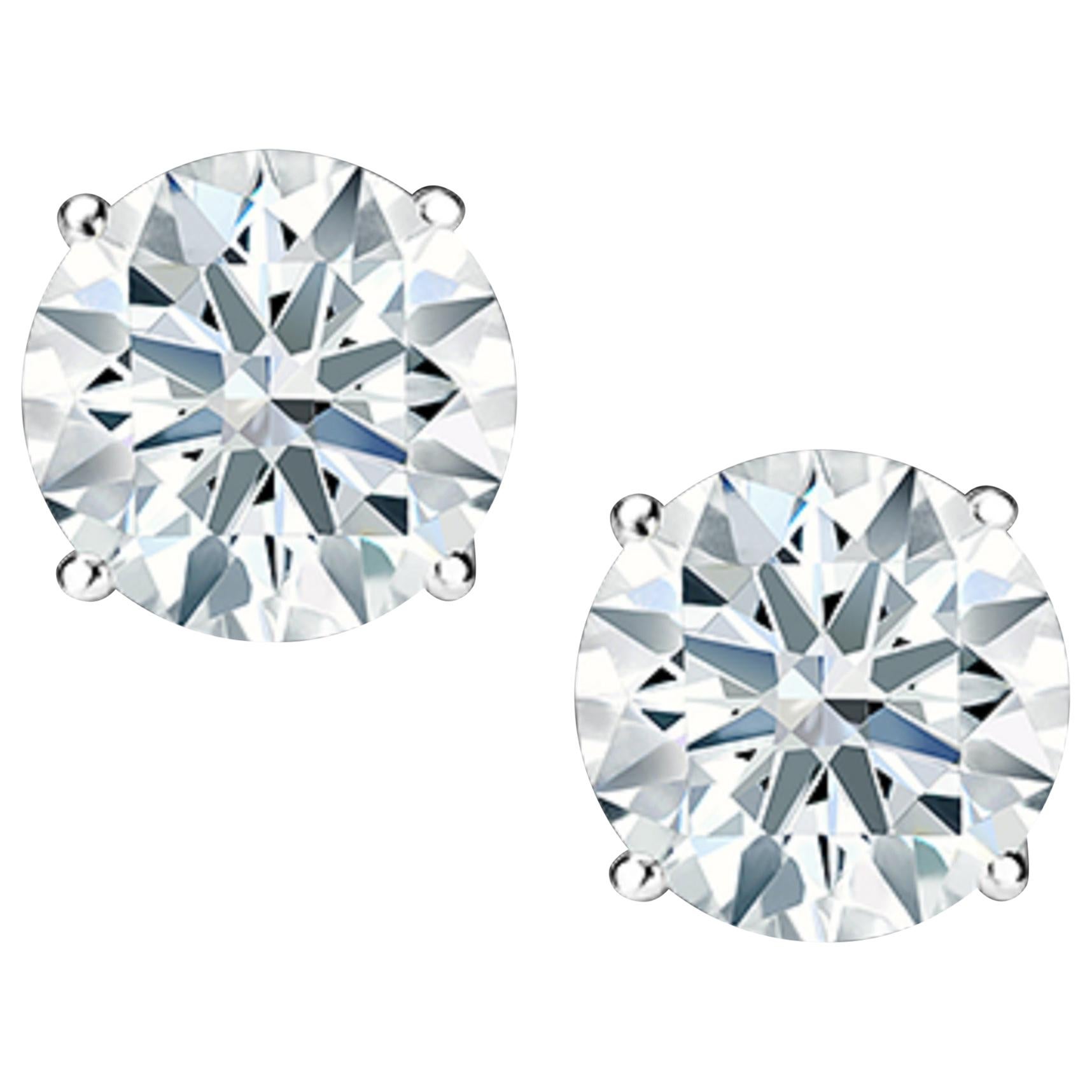 GIA 2 Carat Round Brilliant Cut Studs 100% Eye Clean