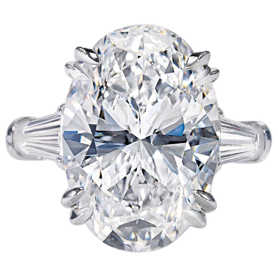 GIA Certified 2.55 Carat Oval Baguette Diamond Ring H Color VS2 Clarity
