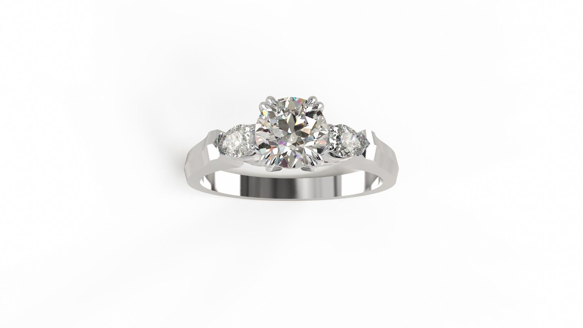 Modern GIA Certified 2 Carat Round Brilliant Cut Diamond Ring
