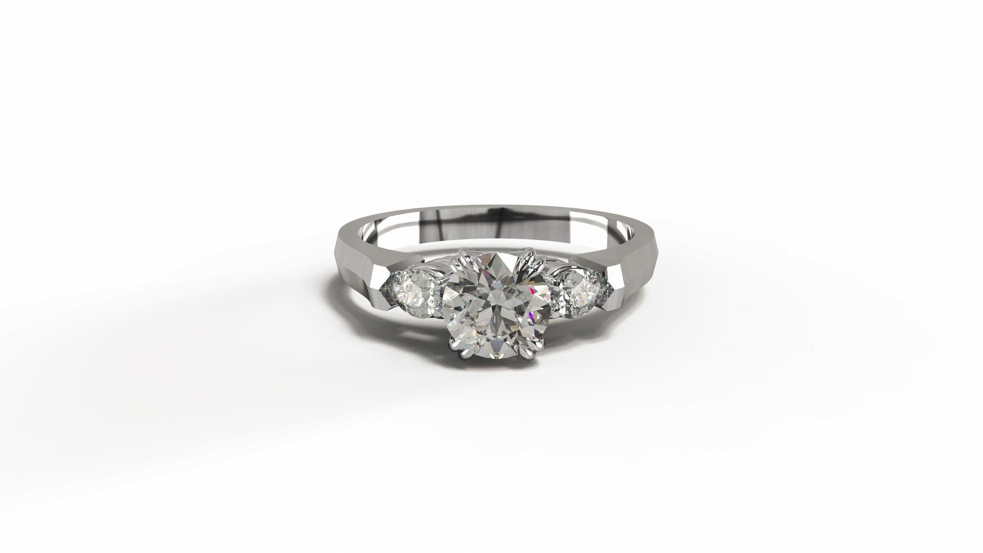 Women's or Men's GIA Certified 2 Carat Round Brilliant Cut Diamond Ring