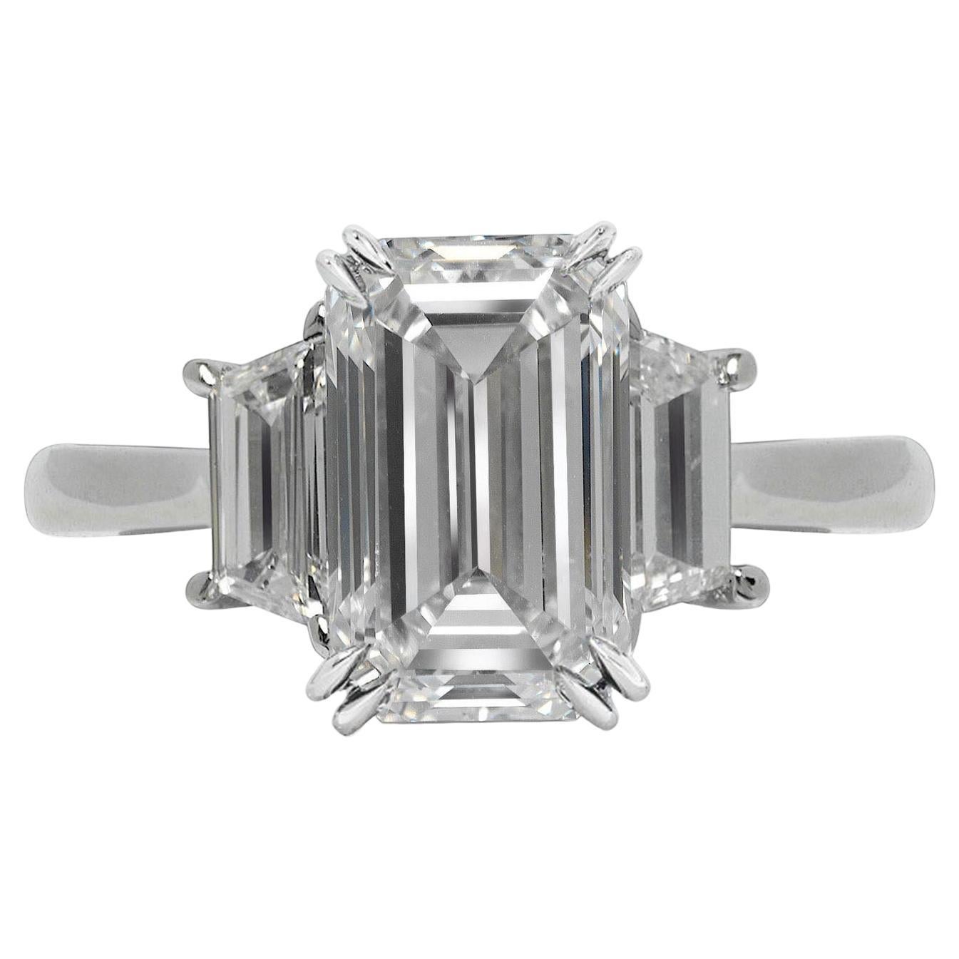 4 carat emerald cut natural diamond ring