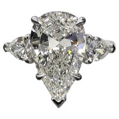 GIA-zertifizierter 4 Karat Diamantring mit Birnenschliff, innen lupenrein