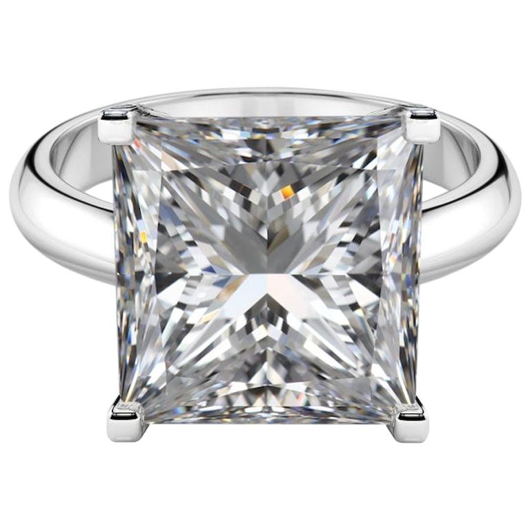 Internally Flawless GIA Certified 8.80 Carat Princess Cut Diamond Ring