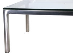 Internationaler Couchtisch im Bauhaus-Stil aus Edelstahl und Glas, ca. 1970er Jahre