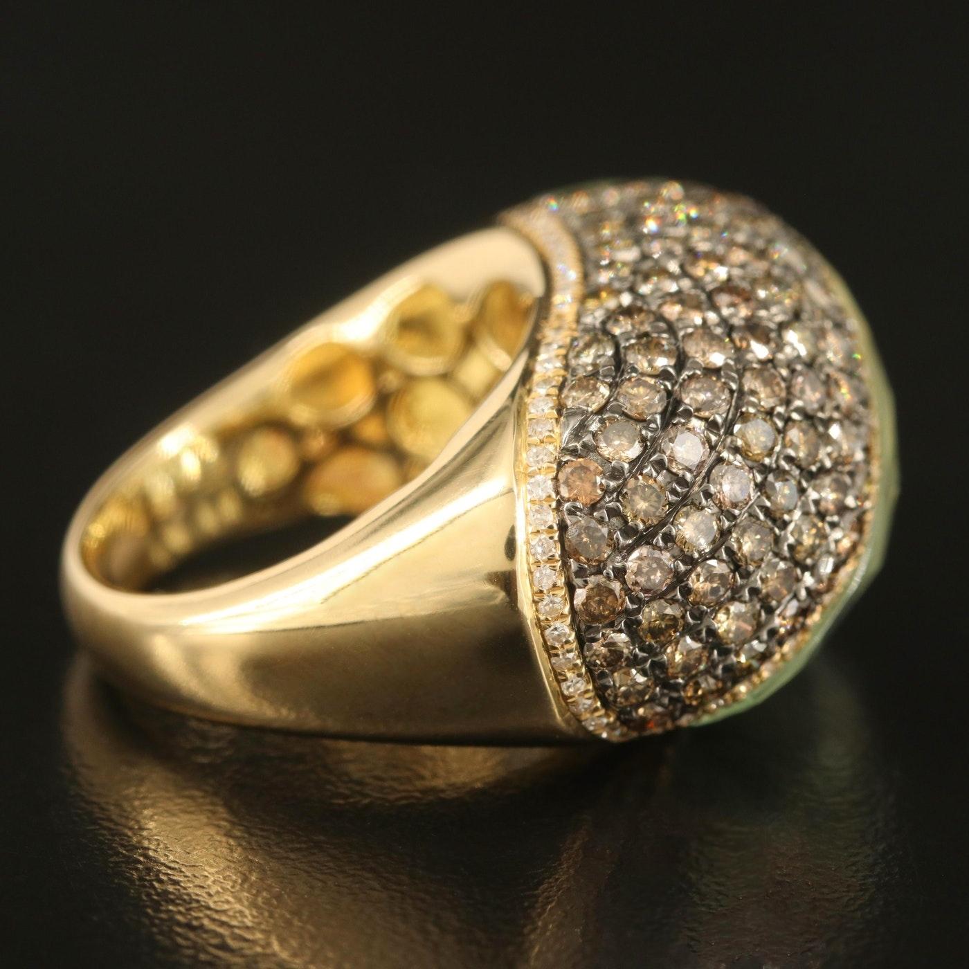 Women's International Diamond Jewelry Designer Diamond Prasiolite Ring / 14K / 18.5 CWT