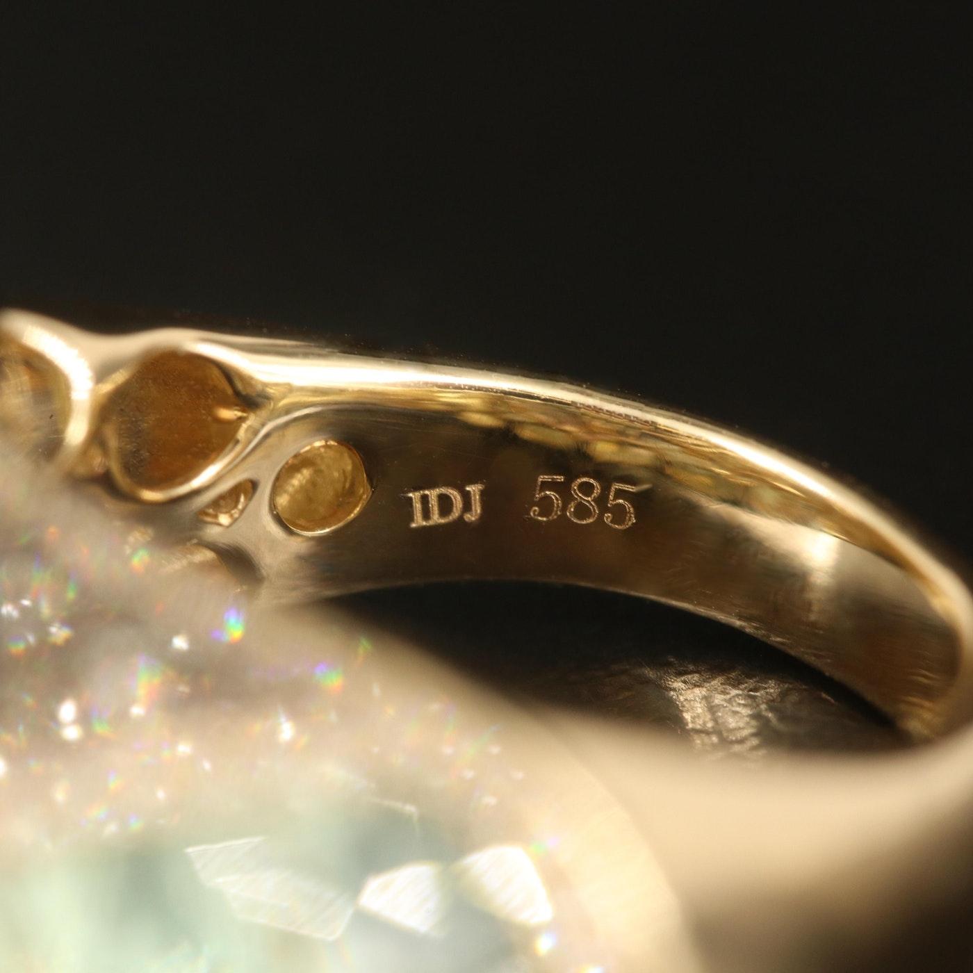 International Diamond Jewelry Designer Diamond Prasiolite Ring / 14K / 18.5 CWT 4