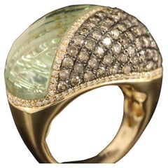 International Diamond Jewelry Designer Diamond Prasiolite Ring / 14K / 18.5 CWT