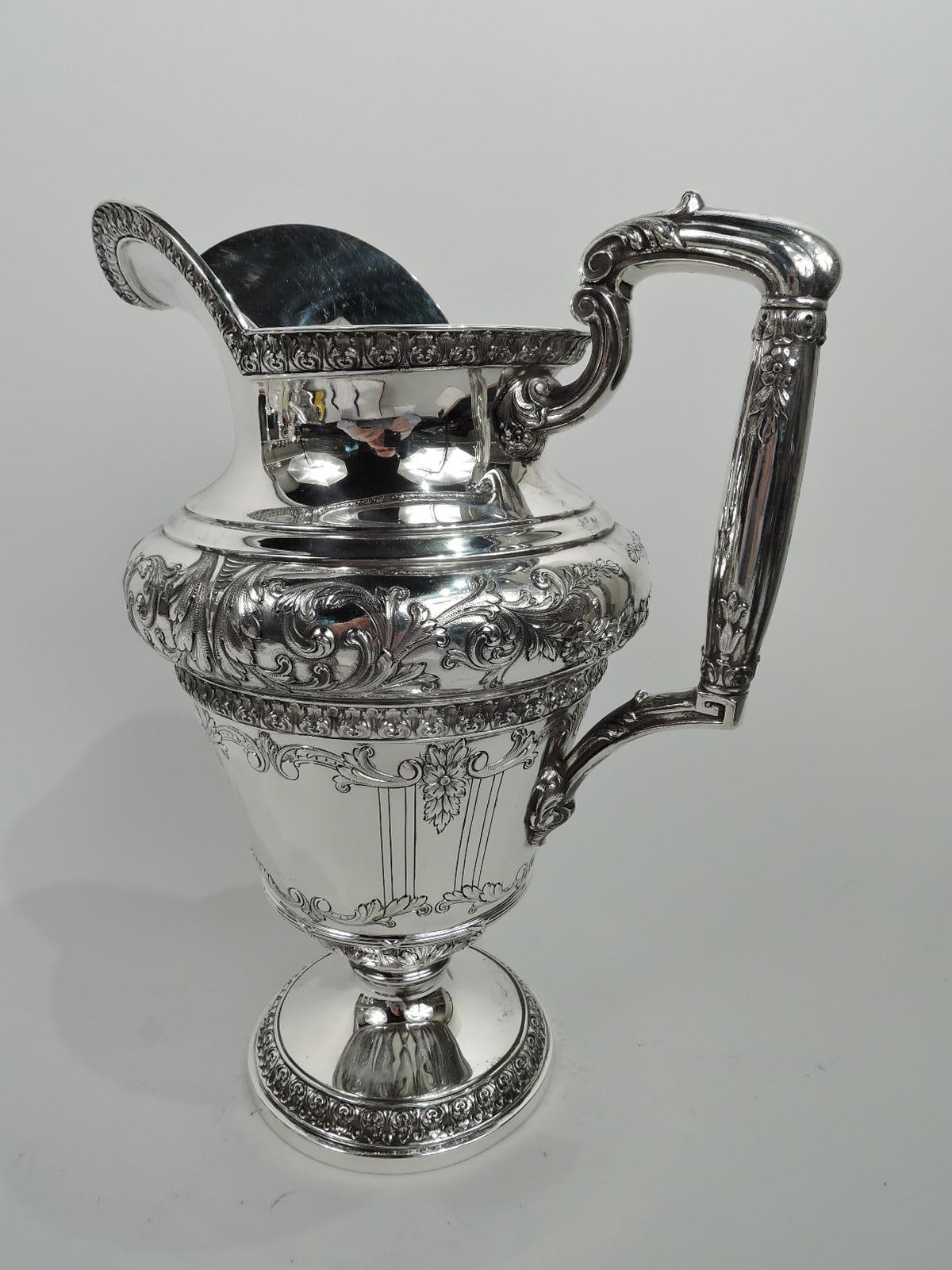 Louis XVI International Marie Antoinette Sumptuous Sterling Silver Water Pitcher