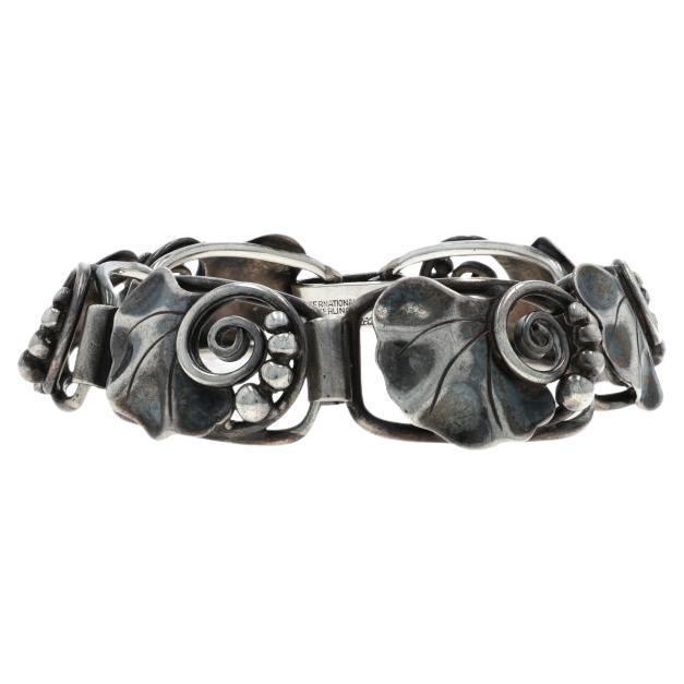 International Silver Co. Alphonse La Paglia Bracciale Vintage A Link 7 3/4" 925Leaf