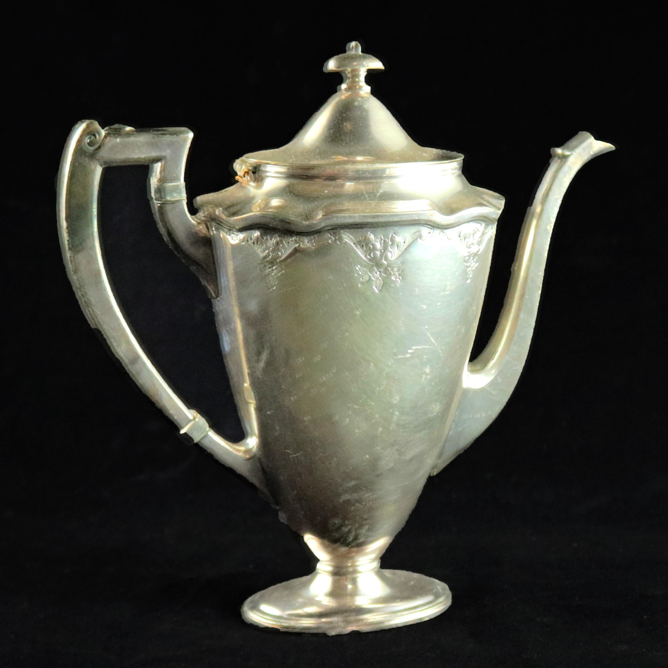20th Century International Silver Co. Barbours English Regency Style Coffee and Tea Set