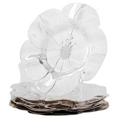 Used International Silver Co. Silver Plate Flower Plates, Set of 7
