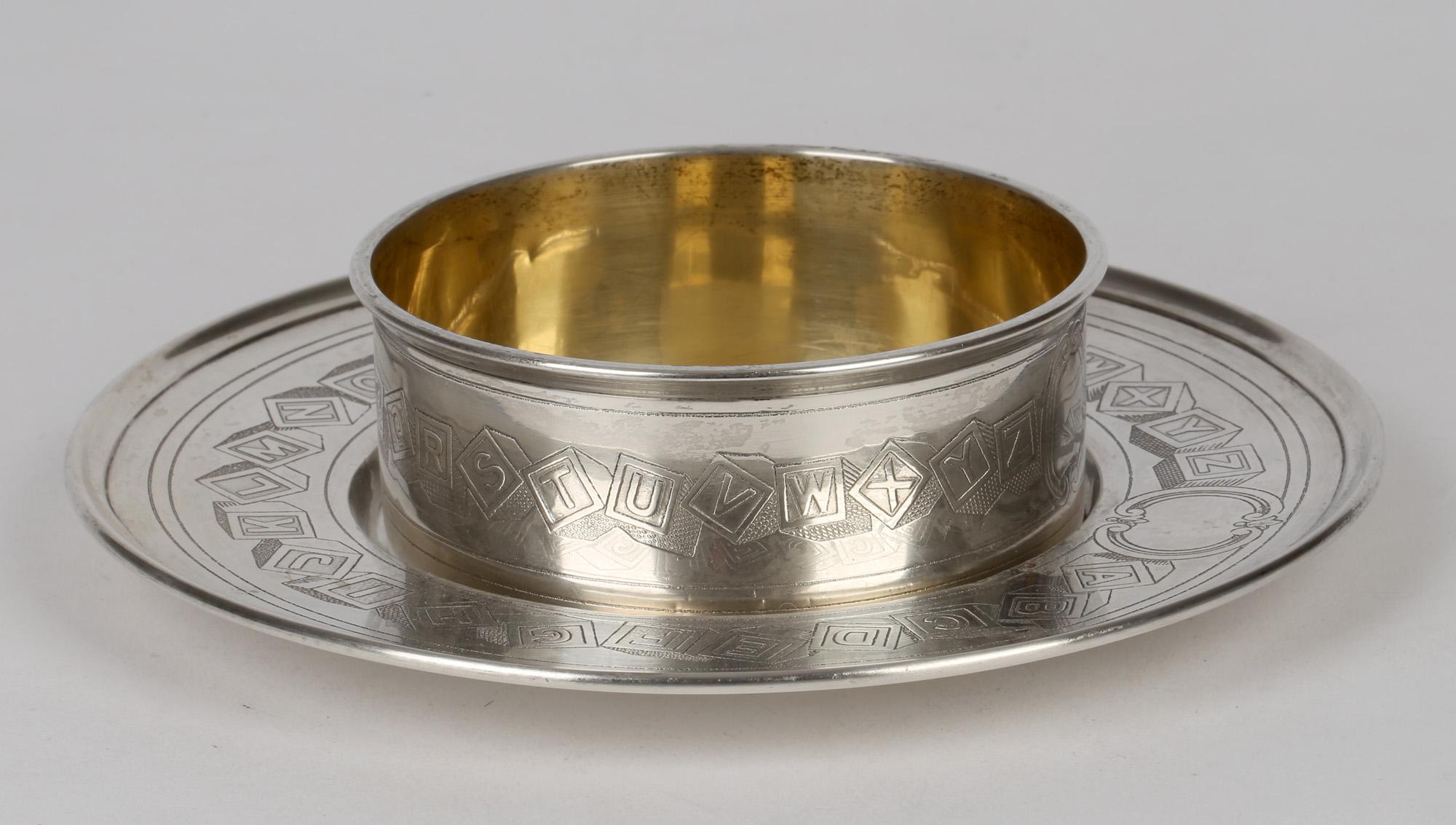 International Silver Company Art Nouveau Sterling Silver Childs Bowl & Stand For Sale 1