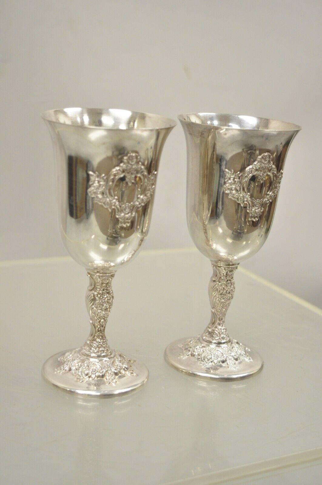 International Silver Du Barry 7995 Silver Plated Wine Goblet Cups, a Pair 5