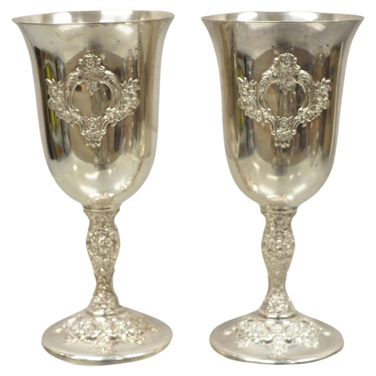 International Silver Du Barry 7995 Silver Plated Wine Goblet Cups, a Pair