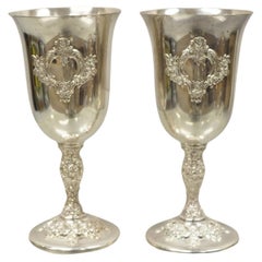 International Silver Du Barry 7995 Silver Plated Wine Goblet Cups, a Pair