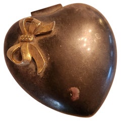 Boîte de bague cœur vintage en velours argenté international