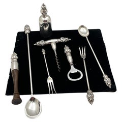 International Sterling Jensen Style Barware Lot in Royal Danish Pattern